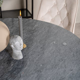 Estelle runt Matbord - Svart / Svart marmor - ø106*H75+Velvet Deluxe Jídelní židle - Noha z kartáčované mosazi / Beige Velvet_4