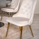 Estelle runt Matbord - Svart / Svart marmor - ø106*H75+Velvet Deluxe Jídelní židle - Noha z kartáčované mosazi / Beige Velvet_4
