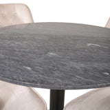 Estelle runt Matbord - Svart / Svart marmor - ø106*H75+Velvet Deluxe Jídelní židle - Noha z kartáčované mosazi / Beige Velvet_4