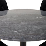 Kulatý jídelní stůl Estelle 106 cm šedý mramor / černé nohy - sametová židle Deluxe - černá/matná mosaz noha 4