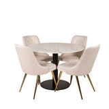 Estelle runt Matbord - Svart / Vit marmor - ø106*H75+Velvet Deluxe Jídelní židle - Noha z kartáčované mosazi / Beige Velvet_4