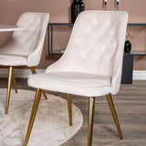 Estelle runt Matbord - Svart / Vit marmor - ø106*H75+Velvet Deluxe Jídelní židle - Noha z kartáčované mosazi / Beige Velvet_4