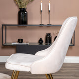Estelle runt Matbord - Svart / Vit marmor - ø106*H75+Velvet Deluxe Jídelní židle - Noha z kartáčované mosazi / Beige Velvet_4