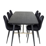 Zlatý rozkládací stůl - 180/220*85*H76 Černá dýha - Černé nohy - Mosazné detaily+Jídelní židle Polar - Černé nohy / Black Velvet (ersätter 19902-888)_6