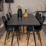 Zlatý rozkládací stůl - 180/220*85*H76 Černá dýha - Černé nohy - Mosazné detaily+Jídelní židle Polar - Černé nohy / Black Velvet (ersätter 19902-888)_6