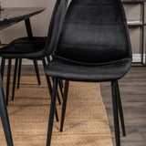 Zlatý rozkládací stůl - 180/220*85*H76 Černá dýha - Černé nohy - Mosazné detaily+Jídelní židle Polar - Černé nohy / Black Velvet (ersätter 19902-888)_6