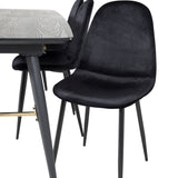 Zlatý rozkládací stůl - 180/220*85*H76 Černá dýha - Černé nohy - Mosazné detaily+Jídelní židle Polar - Černé nohy / Black Velvet (ersätter 19902-888)_6