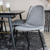 Zlatý rozkládací stůl - 180/220*85*H76 Černá dýha - Černé nohy - Mosazné detaily+Jídelní židle Polar - Černé nohy / Světle šedý samet (ersätter 19902-885)_6