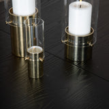 Zlatý rozkládací stůl - 180/220*85*H76 Černá dýha - Černé nohy - Mosazné detaily+Jídelní židle Polar - Černé nohy / Světle šedý samet (ersätter 19902-885)_6