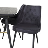 Zlatý rozkládací stůl - 180/220*85*H76 Černá dýha - Černé nohy - Mosazné detaily+Jídelní židle Velvet Deluxe - Černé nohy - Černá Fabric_6