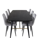 Zlatý rozkládací stůl - 180/220*85*H76 Černá dýha - Černé nohy - Mosazné detaily+Jídelní židle Polar Diamond - Černé nohy - Šedá Velvet_6