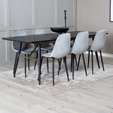 Zlatý rozkládací stůl - 180/220*85*H76 Černá dýha - Černé nohy - Mosazné detaily+Jídelní židle Polar Diamond - Černé nohy - Šedá Velvet_6