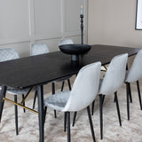 Zlatý rozkládací stůl - 180/220*85*H76 Černá dýha - Černé nohy - Mosazné detaily+Jídelní židle Polar Diamond - Černé nohy - Šedá Velvet_6