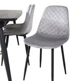 Zlatý rozkládací stůl - 180/220*85*H76 Černá dýha - Černé nohy - Mosazné detaily+Jídelní židle Polar Diamond - Černé nohy - Šedá Velvet_6