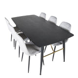 Zlatý rozkládací stůl - 180/220*85*H76 Černá dýha - Černé nohy - Mosazné detaily+Jídelní židle Polar Diamond - Černé nohy - Šedá Velvet_6