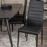 Zlatý rozkládací stůl - 180/220*85*H76 Černá dýha - Černé nohy - Mosazné detaily+Slim High Back Jídelní židle - Černé nohy - Černá PU_6