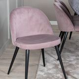 Zlatý rozkládací stůl - 180/220*85*H76 Černá dýha - Černé nohy - Mosazné detaily+Sametová jídelní židle Manšestr - Růžová / Černá_6