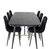 Zlatý rozkládací stůl - 180/220*85*H76 Černá dýha - Černé nohy - Mosazné detaily+Jídelní židle Polar Diamond - Černé nohy - Black Velvet_6