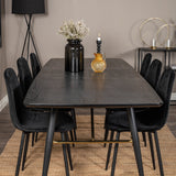 Zlatý rozkládací stůl - 180/220*85*H76 Černá dýha - Černé nohy - Mosazné detaily+Jídelní židle Polar Diamond - Černé nohy - Black Velvet_6