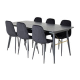 Zlatý rozkládací stůl - 180/220*85*H76 Černá dýha - Černé nohy - Mosazné detaily+Jídelní židle Polar Diamond - Černé nohy - Black Velvet_6