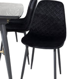 Zlatý rozkládací stůl - 180/220*85*H76 Černá dýha - Černé nohy - Mosazné detaily+Jídelní židle Polar Diamond - Černé nohy - Black Velvet_6