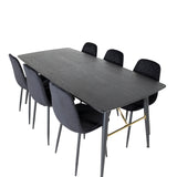 Zlatý rozkládací stůl - 180/220*85*H76 Černá dýha - Černé nohy - Mosazné detaily+Jídelní židle Polar Diamond - Černé nohy - Black Velvet_6