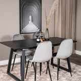 Inca Extentiontable - Černá deska / černá Nohy+Polar Jídelní Židle - Černé nohy / Světle šedá Velvet (ersätter 19902-885)_4