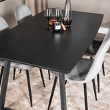 Inca Extentiontable - Černá deska / černá Nohy+Polar Jídelní Židle - Černé nohy / Světle šedá Velvet (ersätter 19902-885)_4