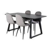 Inca Extentiontable - Černá deska / černá Nohy+Polar Jídelní Židle - Černé nohy / Světle šedá Velvet (ersätter 19902-885)_4