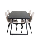 Inca Extentiontable - Černá horní deska / černé nohy + jídelní židle Polar - černé nohy / béžový samet (ersätter 19902-880)_4