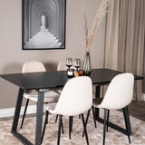 Inca Extentiontable - Černá horní deska / černé nohy + jídelní židle Polar - černé nohy / béžový samet (ersätter 19902-880)_4