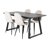 Inca Extentiontable - Černá horní deska / černé nohy + jídelní židle Polar - černé nohy / béžový samet (ersätter 19902-880)_4