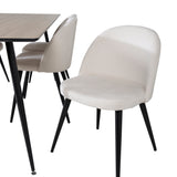 Jídelní stůl Silar - 180 cm - "Wood Look" melamin / černé nohy + sametová jídelní židle manšestr - béžová / černá_6