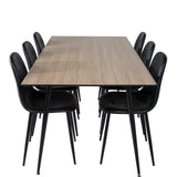 Jídelní stůl Silar - 180 cm - "Wood Look" melamin / černé nohy+jídelní židle Polar - černá / černá_6