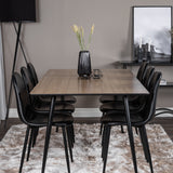 Jídelní stůl Silar - 180 cm - "Wood Look" melamin / černé nohy+jídelní židle Polar - černá / černá_6