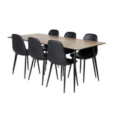 Jídelní stůl Silar - 180 cm - "Wood Look" melamin / černé nohy+jídelní židle Polar - černá / černá_6