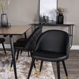 Jídelní stůl Silar - 180 cm - "Wood Look" melamin / černé nohy + sametová jídelní židle š. Stiches - PU - Black / Black_6