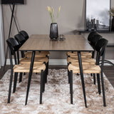 Jídelní stůl Silar - 180 cm - "Wood Look" melamin / černé nohy + jídelní židle Polly - černá / přírodní _6
