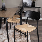 Jídelní stůl Silar - 180 cm - "Wood Look" melamin / černé nohy + jídelní židle Polly - černá / přírodní _6
