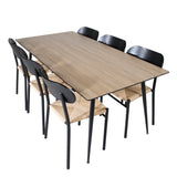 Jídelní stůl Silar - 180 cm - "Wood Look" melamin / černé nohy + jídelní židle Polly - černá / přírodní _6