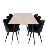 Jídelní stůl Silar - 180 cm - "Wood Look" melamin / černé nohy + sametová jídelní židle - černá / černá_6