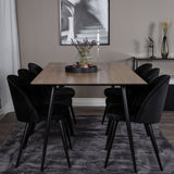 Jídelní stůl Silar - 180 cm - "Wood Look" melamin / černé nohy + sametová jídelní židle - černá / černá_6