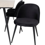 Jídelní stůl Silar - 180 cm - "Wood Look" melamin / černé nohy + sametová jídelní židle - černá / černá_6