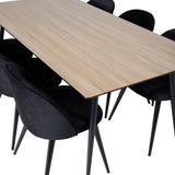 Jídelní stůl Silar - 180 cm - "Wood Look" melamin / černé nohy + sametová jídelní židle - černá / černá_6
