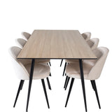 Jídelní stůl Silar - 180 cm - "Wood Look" melamin / černé nohy + sametová jídelní židle - béžová / černá_6