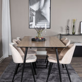 Jídelní stůl Silar - 180 cm - "Wood Look" melamin / černé nohy + sametová jídelní židle - béžová / černá_6