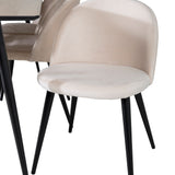 Jídelní stůl Silar - 180 cm - "Wood Look" melamin / černé nohy + sametová jídelní židle - béžová / černá_6