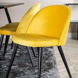 Jídelní stůl Marina - černá deska / černé nohy + sametová jídelní židle - žlutá / černá_6