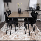 Jídelní stůl Silar - 180 cm - "Wood Look" melamin / černé nohy+jídelní židle Polar Diamond - černé nohy - Black Velvet_6