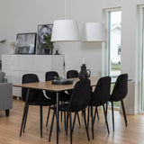 Jídelní stůl Silar - 180 cm - "Wood Look" melamin / černé nohy+jídelní židle Polar Diamond - černé nohy - Black Velvet_6